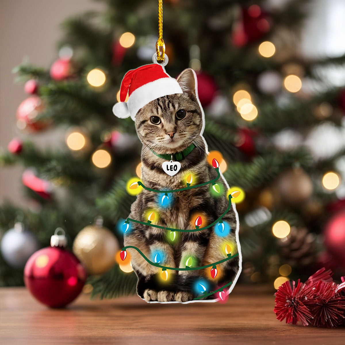 Shiny personalisierte 2D Acryl Ornament Purrfect Weihnachtskatze