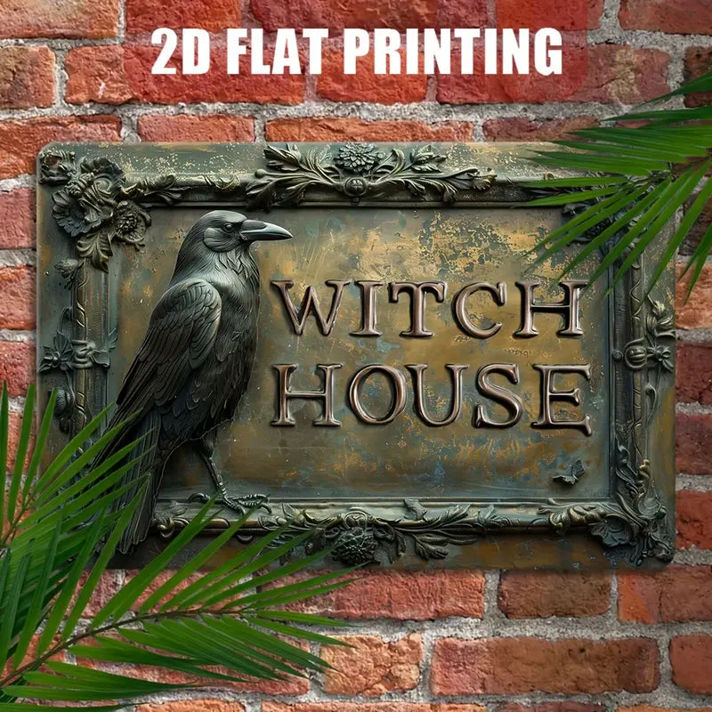 Shineful Metal Sign 2D Witch House with Raven