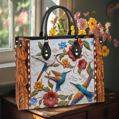 Shineful Leather Bag Hummingbird Blossom Flight