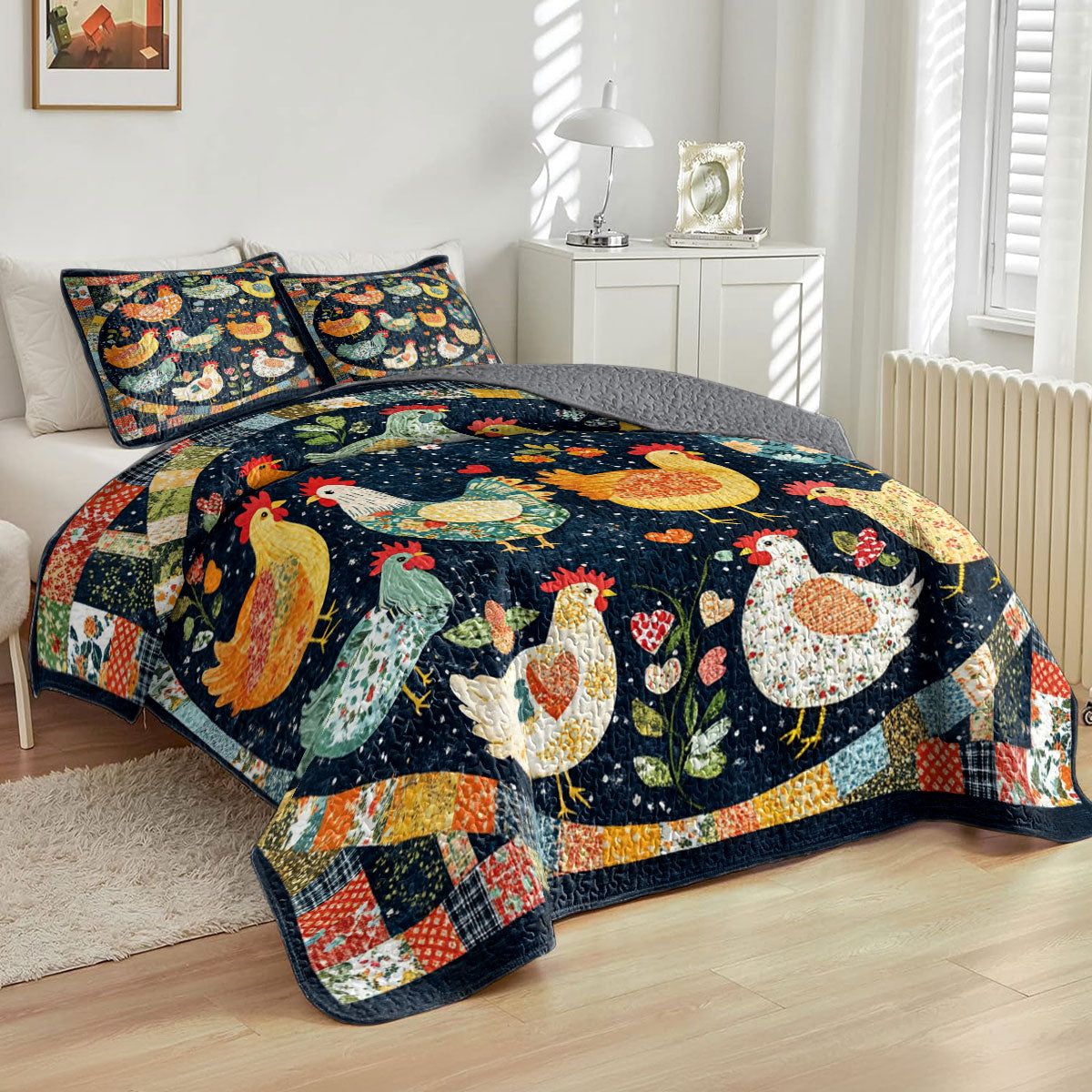 Shineful All Season Quilt 3-Piece Set Chicken Dream