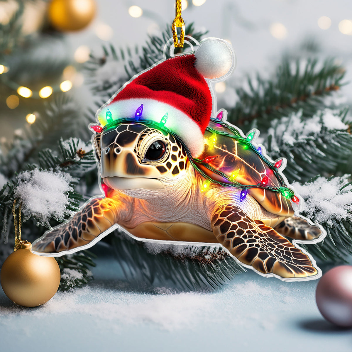 Shineful 2D Acrylic Ornament Christmas Sea Turtle