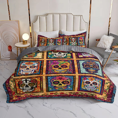 Shineful All Season Quilt 3-Piece Set Sugar Skull Fiesta