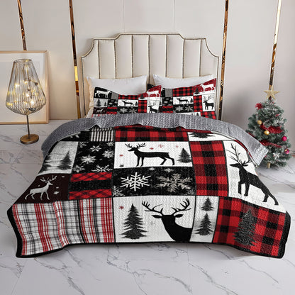 Shineful All Season Quilt 3-Piece Set Christmas Forest