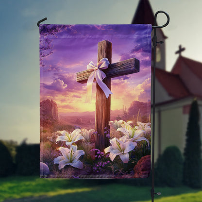 Shineful Garden Flag 12" x 18" Peaceful Sunrise Cross