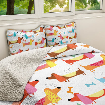 Shineful All Season Quilt 3-Piece Set Lovely Dachshund