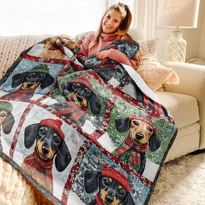 Shineful Fleece Blanket Dachshund Christmas