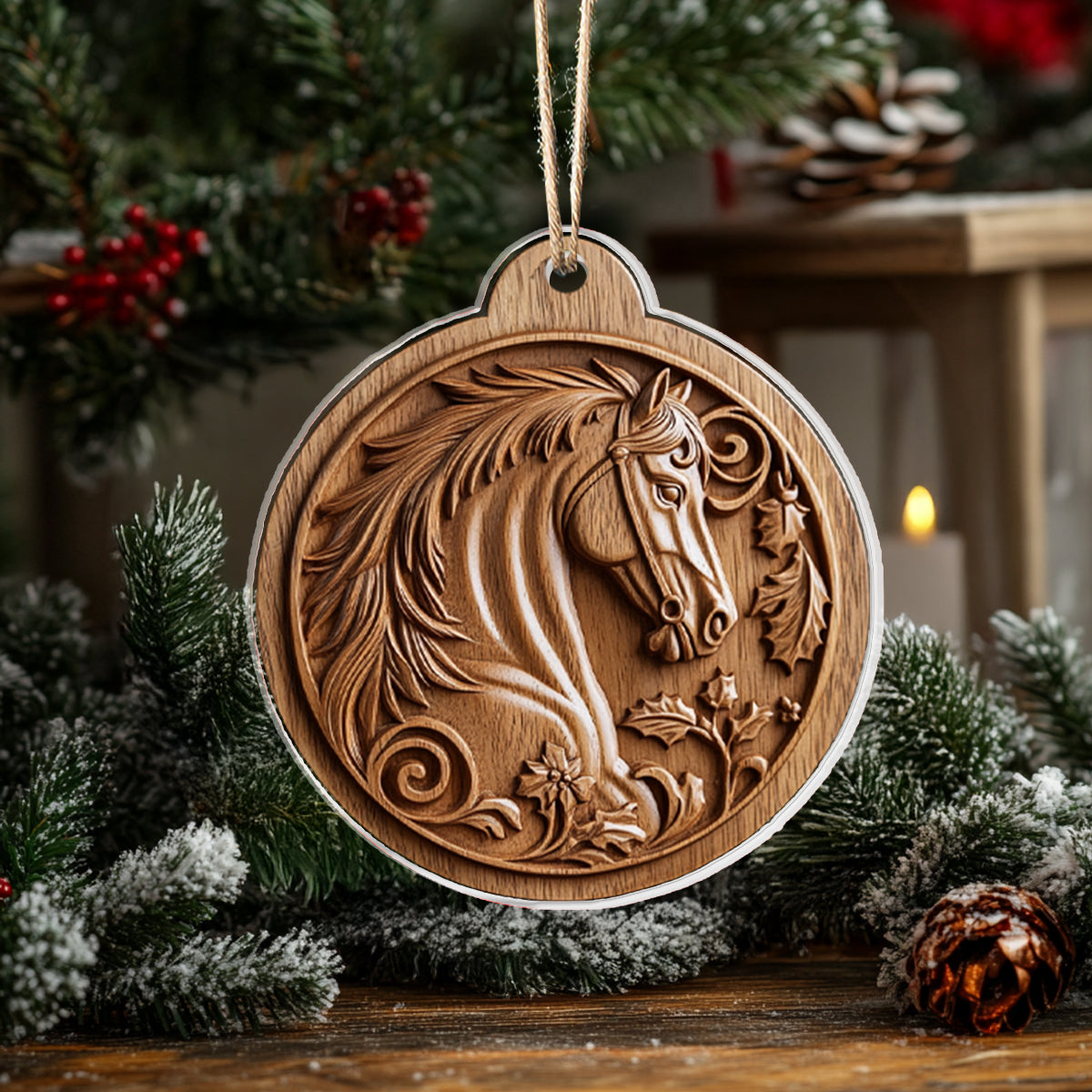 Shineful 2D Acrylic Ornament - Majestic Horse Holiday