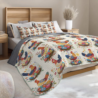 Shineful All Season Quilt 3-Piece Set - Chicken & Egg Nest