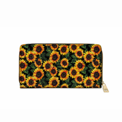 Shineful Leather Clutch Purse With Wristlet Strap Handle Sunflower Bliss