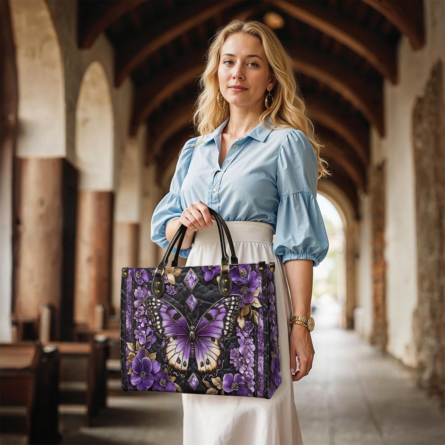 Shineful Leather Bag Purple Whimsy Blossom