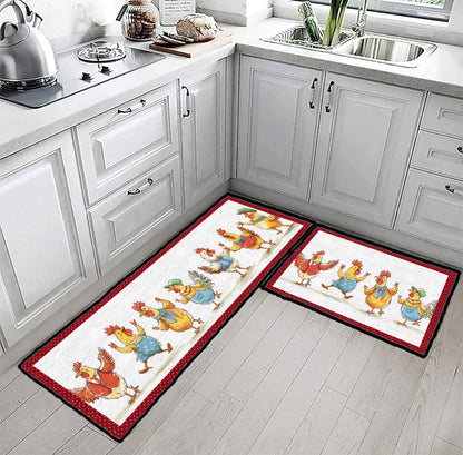 Shineful Ultra-Thin Non Skid Floor Mat, Kitchen Rugs Chicken Dancing