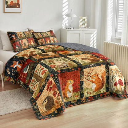 Shineful All Season Quilt 3-Piece Set Animal Forest Happy