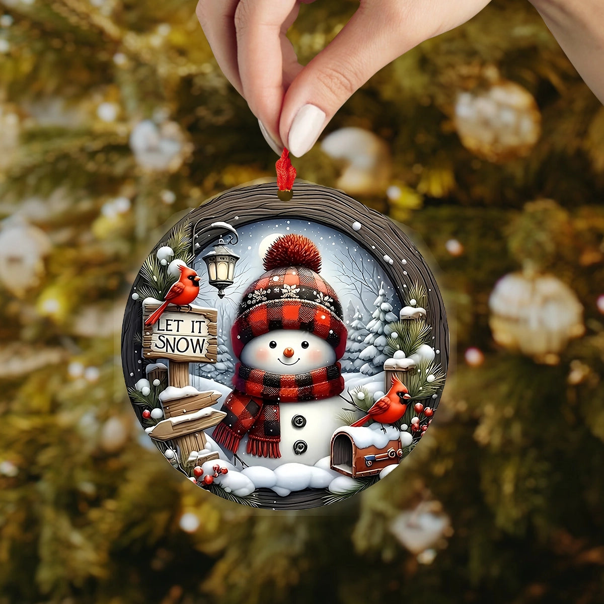 Shineful 2D Acrylic Ornament Cozy Snowman