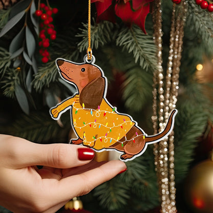 Shineful Acrylic Ornament Festive Dachshund Lights