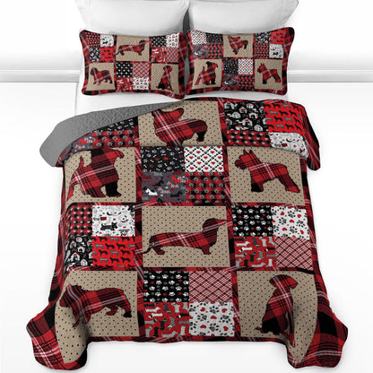 Shineful All Season Quilt 3-Piece Set Puppy Patchwork Delight