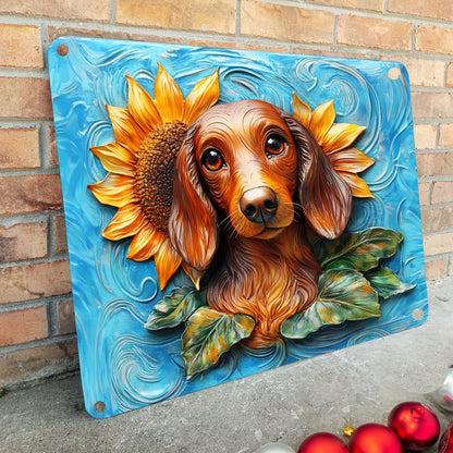 Shineful 2D Metal Sign SunFlower Dachshund