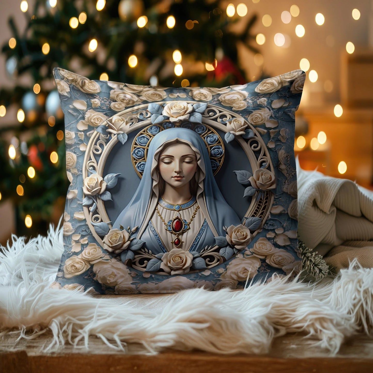 Shineful 2D Print Cushion Cover, Pillowcase, Pillows Covers - Blessed Virgin Mary