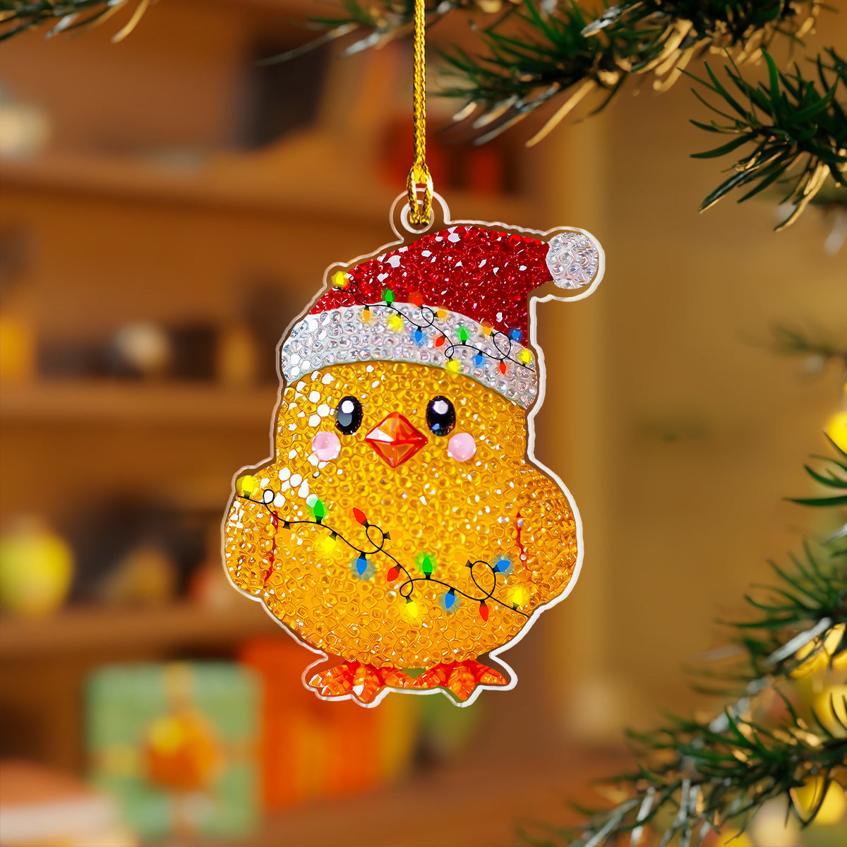 Glänzendes 2D-Acryl-Ornament „Twinkling Baby Chicken Collection“