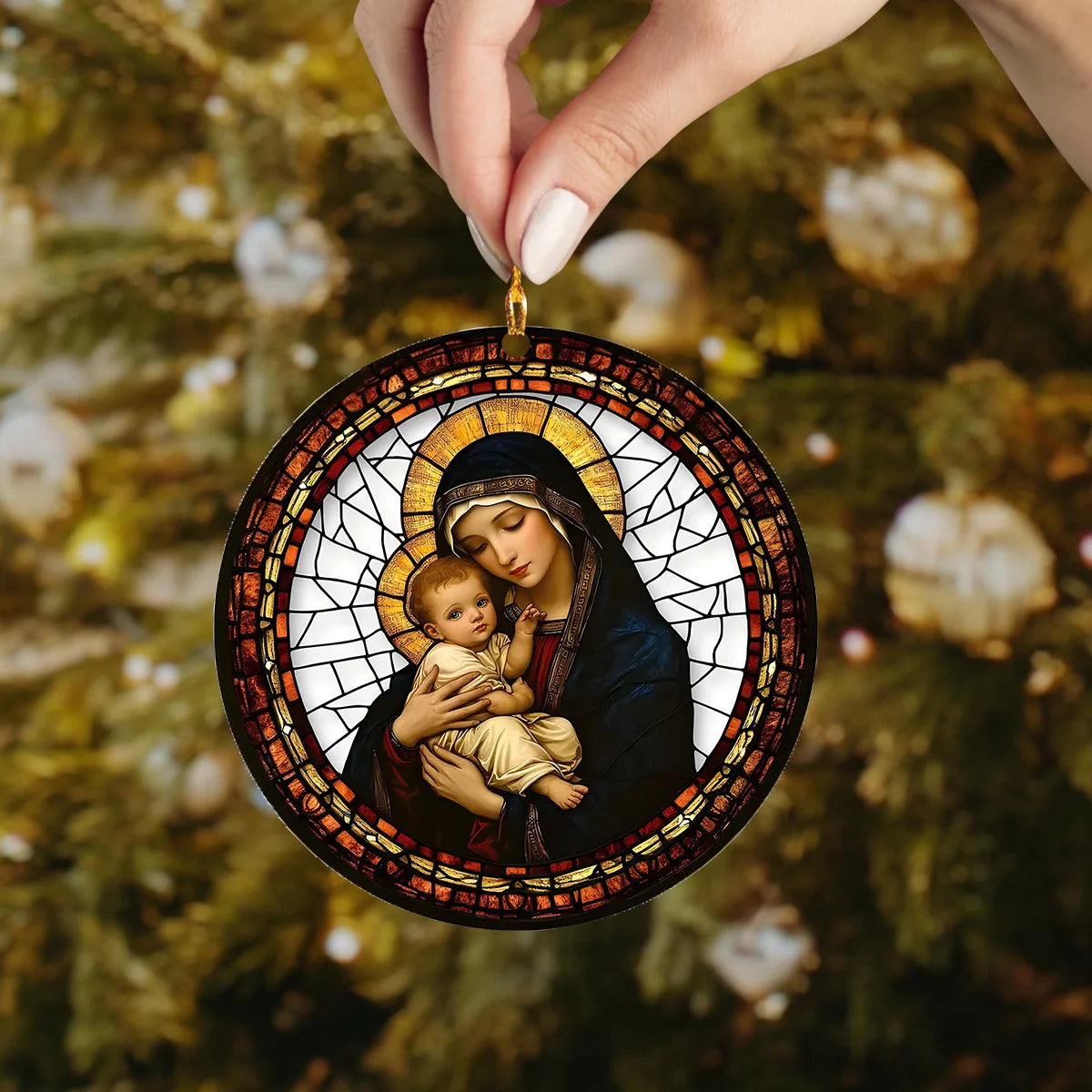 Shineful 2D Acrylic Ornament Holy Light of Mary and Baby Jesus