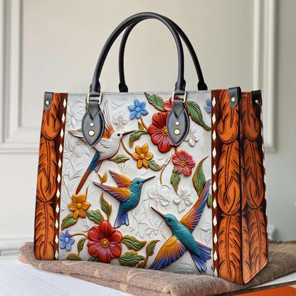 Shineful Leather Bag Hummingbird Blossom Flight