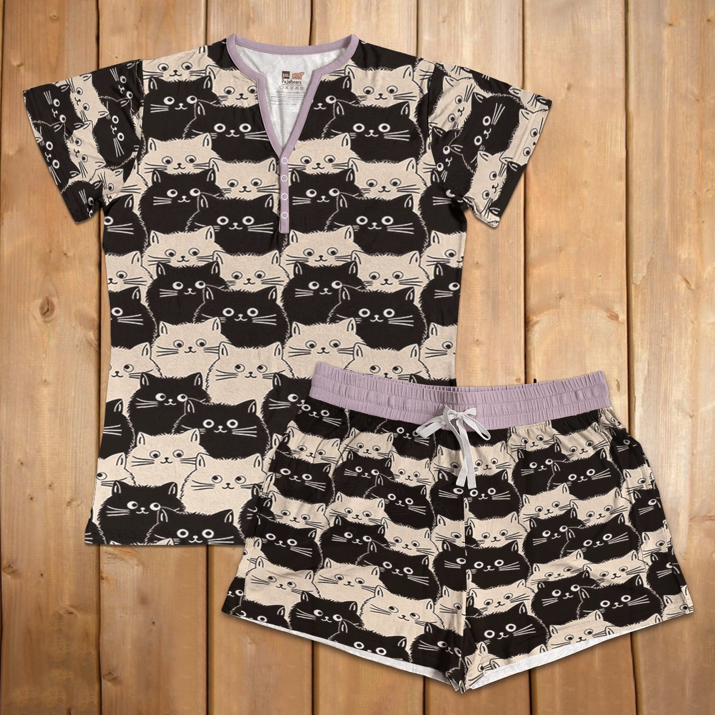 Shineful Pajama Shorts Cute Fat Cats