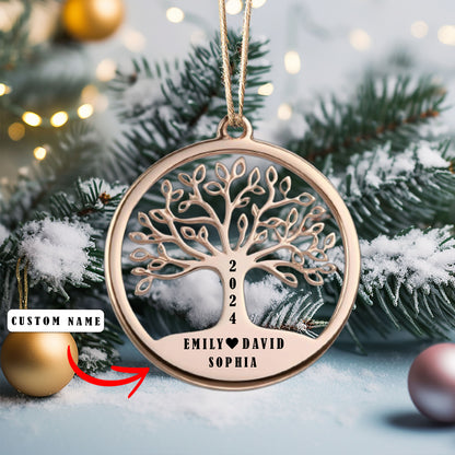 Glänzendes personalisiertes 2D-Acryl-Ornament - Baum der Lebensfamilie