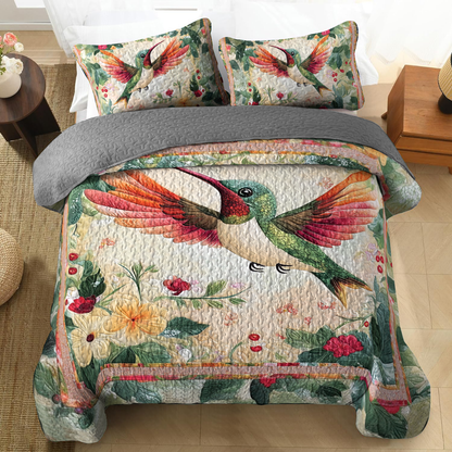 Shineful All Season Quilt 3-Piece Set - Mystical Hummingbird