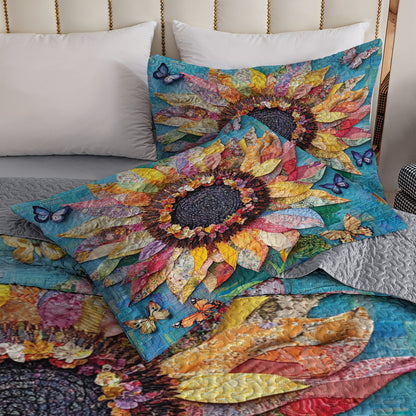 Shineful All Season Quilt 3-Piece Set Vibrant Sunflower Dream