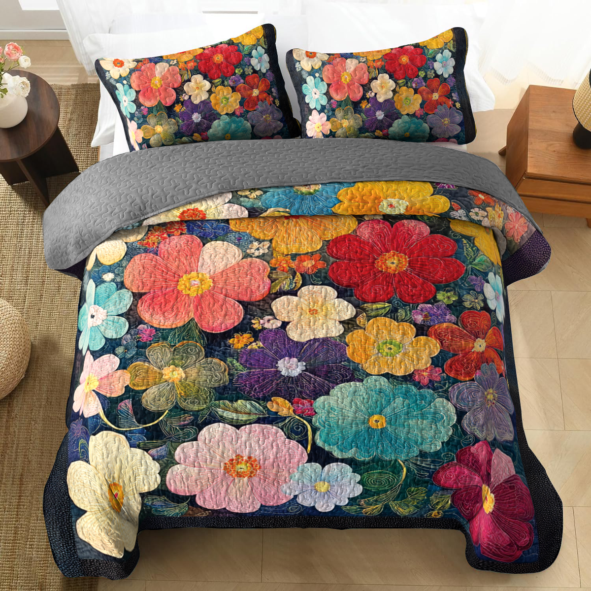 Shineful All Season Quilt 3-teiliges Set - Boho Bloom