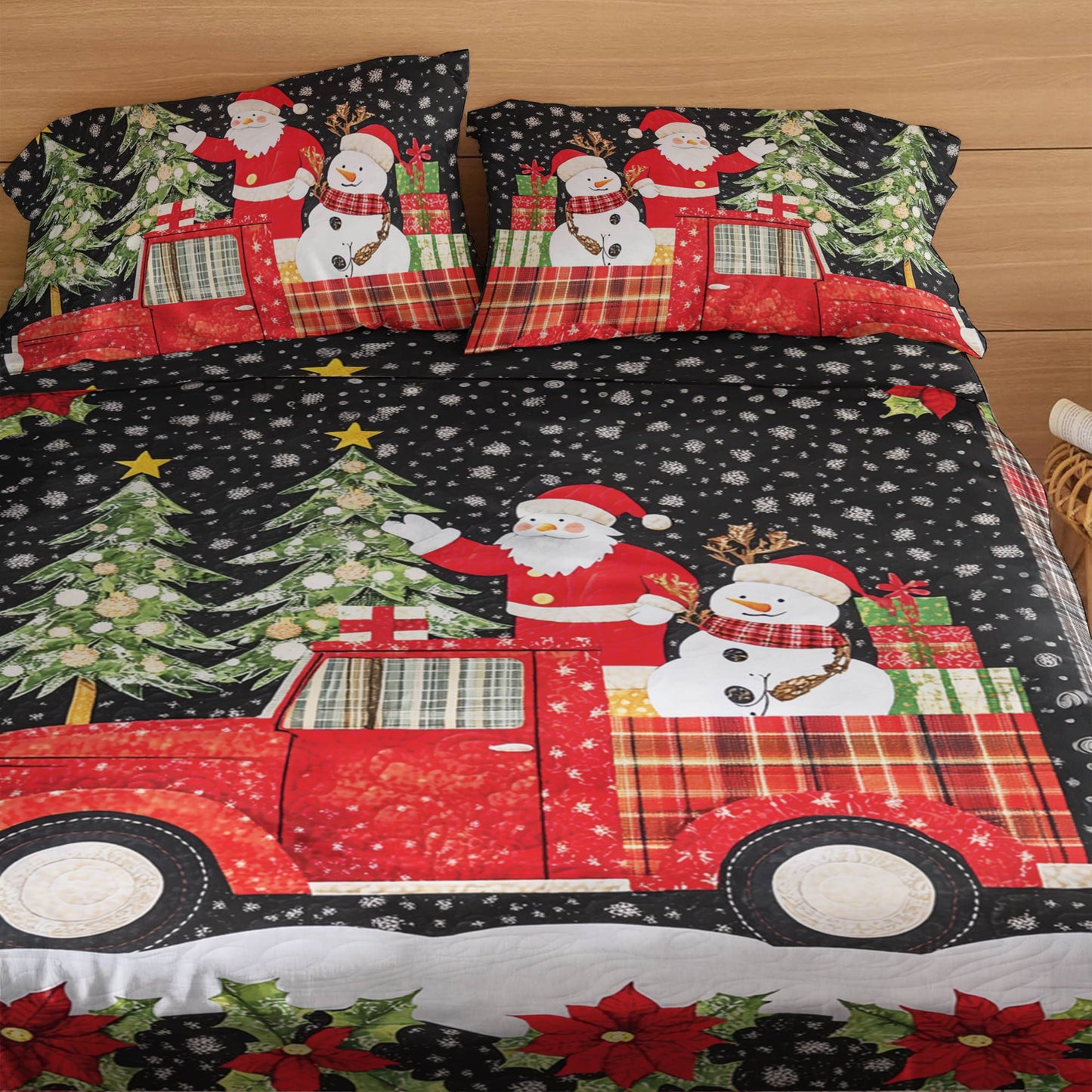 Shineful 4-Piece Bed Sheet Set Santa Claus