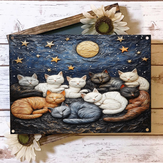 Shineful 2D Metal Sign Moonlit Cat Nap