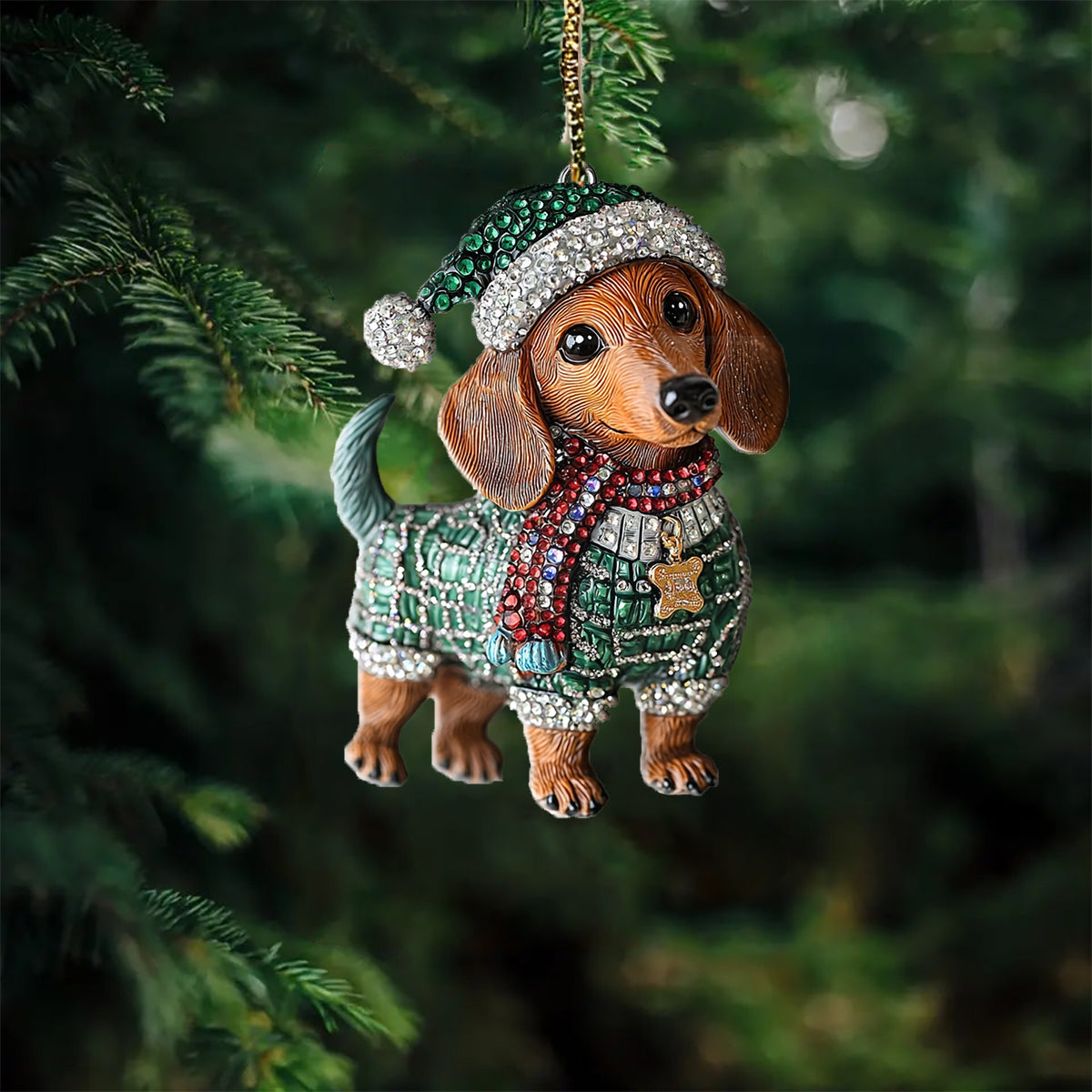 Shineful 2D Acrylic Ornament Sweater Dachshund