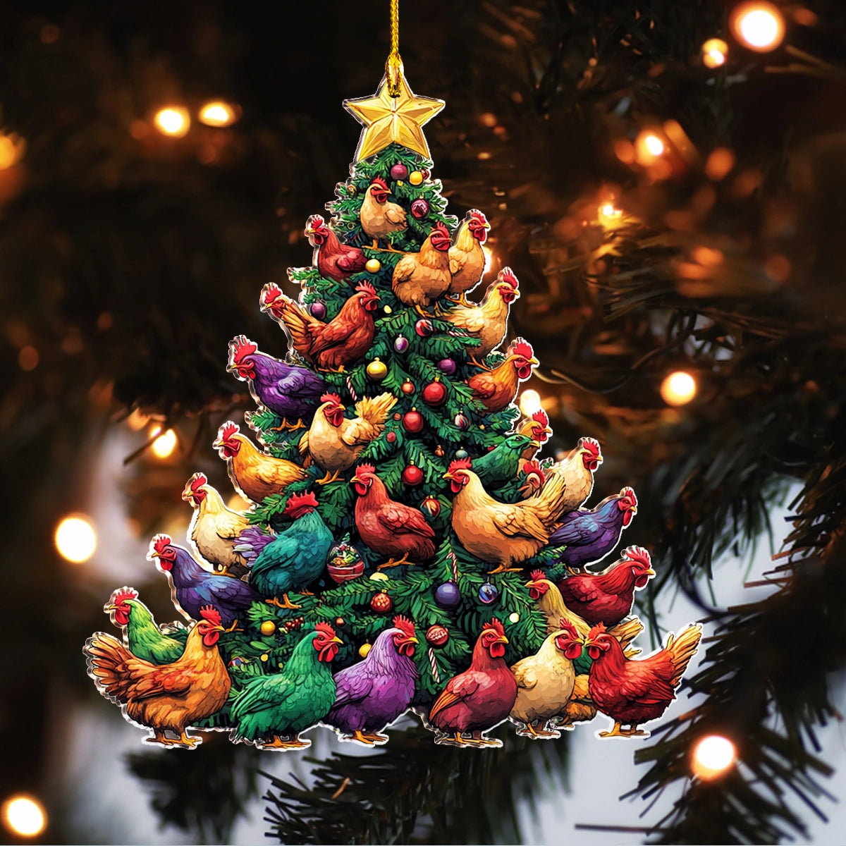 Shineful 2D Acrylic Ornament Chicken Cluckmas Tree