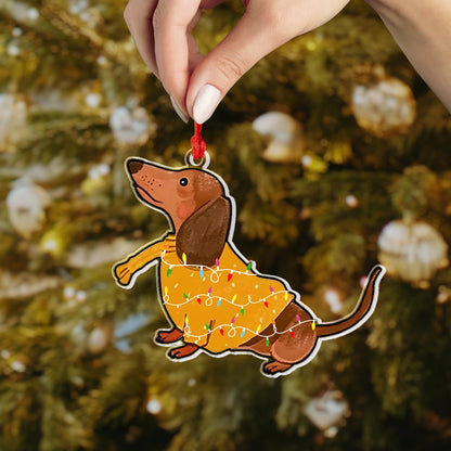 Shineful Acrylic Ornament Festive Dachshund Lights