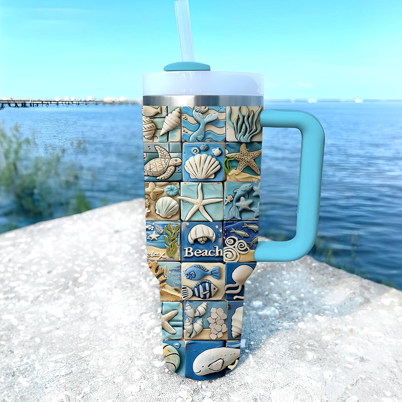 Shineful Tumbler Happy Beach Life