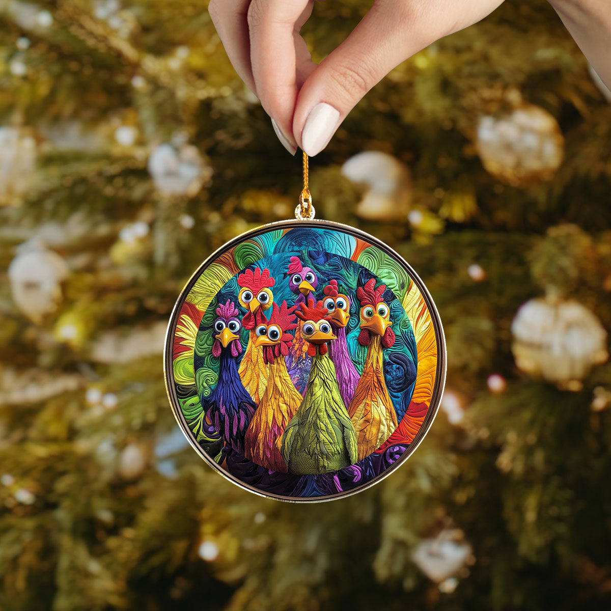 Shineful 2D Acrylic Ornament - Holiday Chicken Hilarity