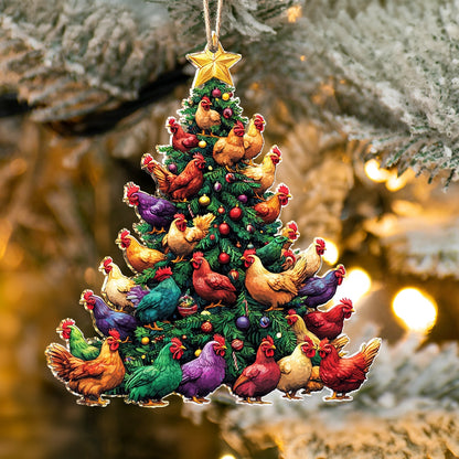 Shineful 2D Acrylic Ornament Chicken Cluckmas Tree