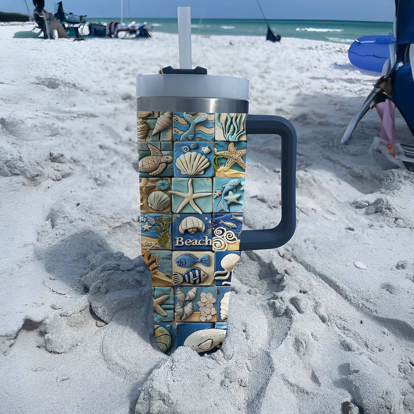 Shineful Tumbler Happy Beach Life