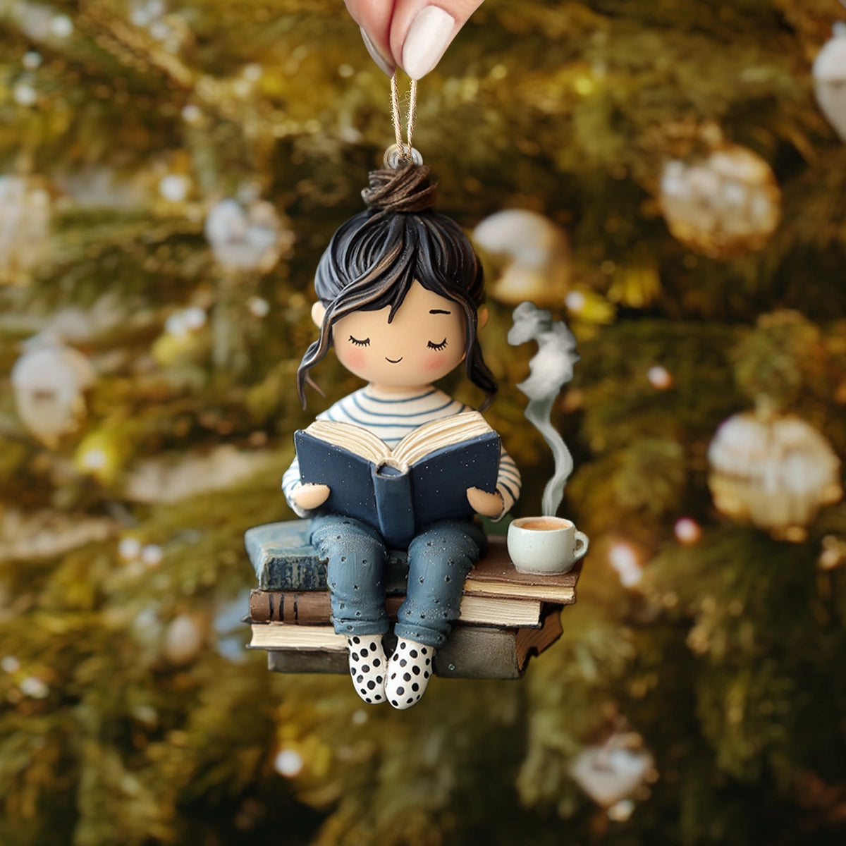 Shineful 2D Acrylic Ornament Cozy Reader Christmas