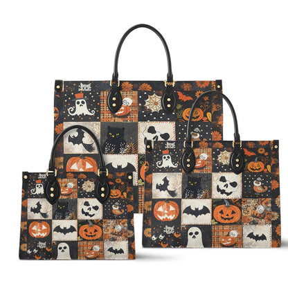 Glänzende Ledertasche Spooky Patchwork