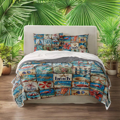 Shineful All Season Quilt 3-Piece Set New Start Beach