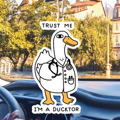 Glänzendes 2D-Ornament aus Acryl – „Trust Me I'm A Ducktor“