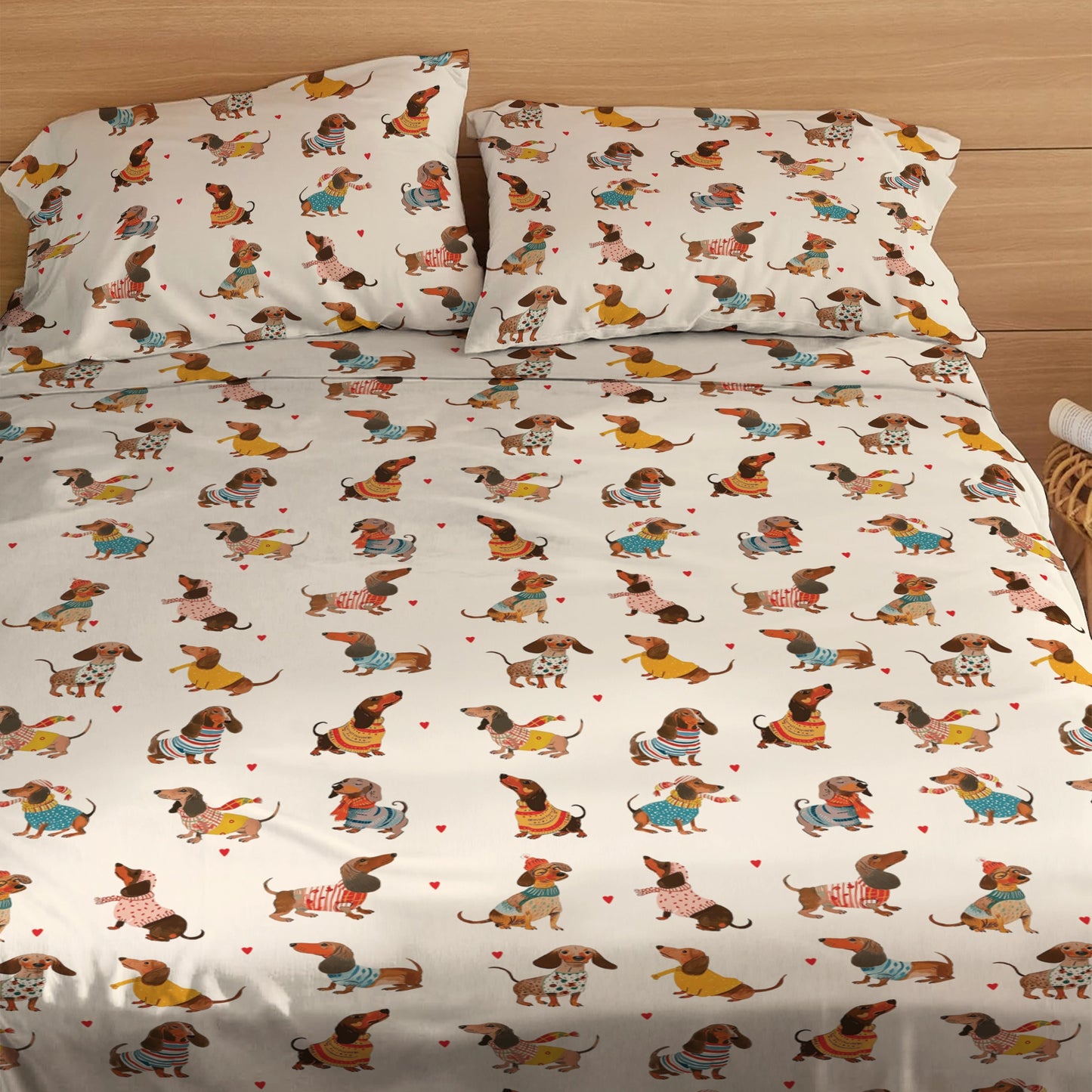 Shineful 4-Piece Bed Sheet Set Dachshund Fashion