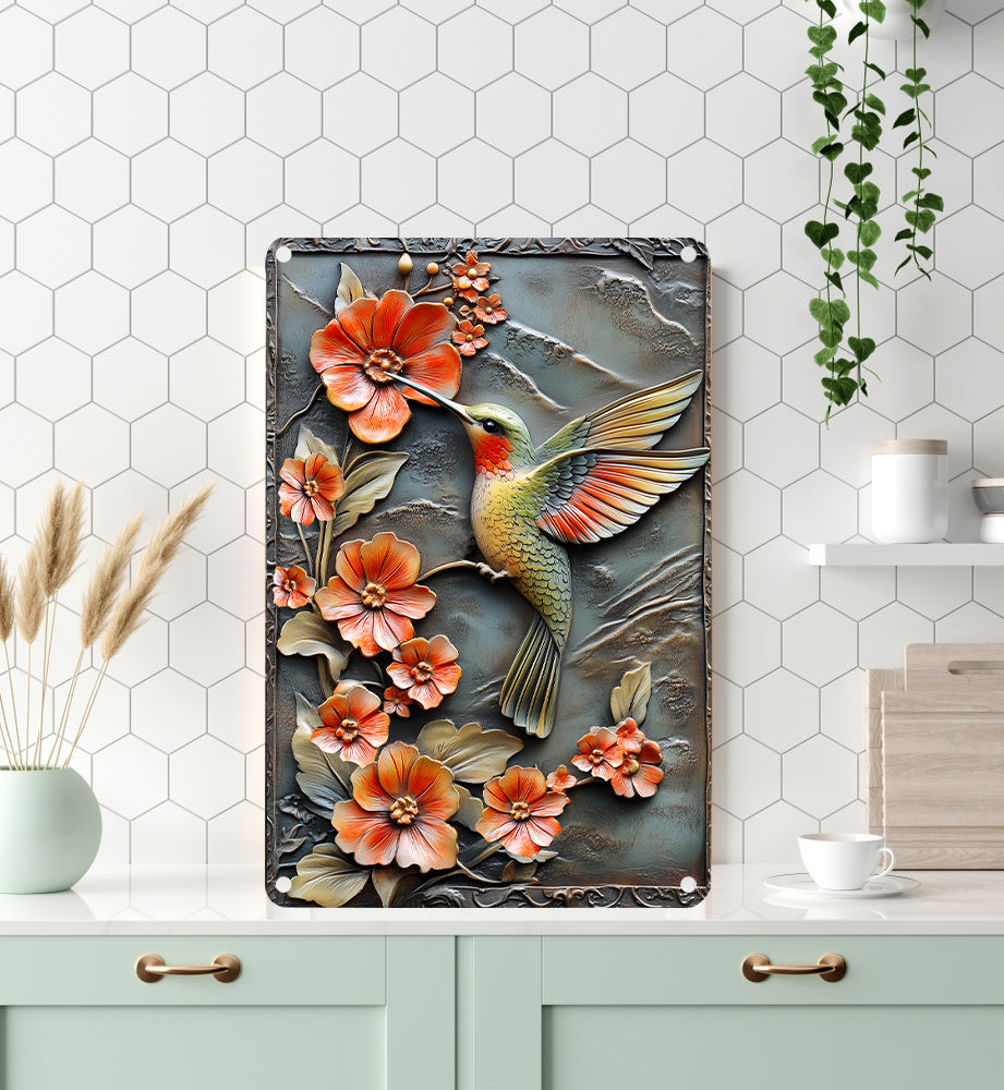 Shineful 2D Metal Sign Elegant Hummingbird