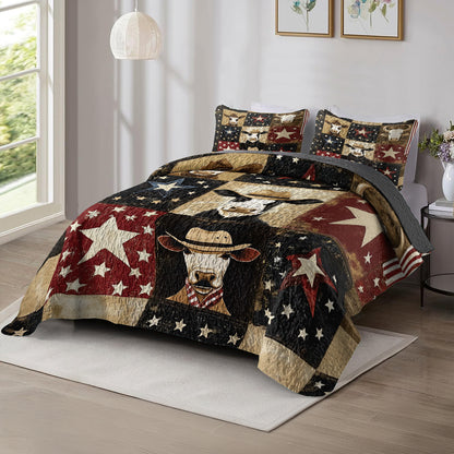 Shineful All Season Quilt 3-Piece Set Rustic Cow-boy Patchwork