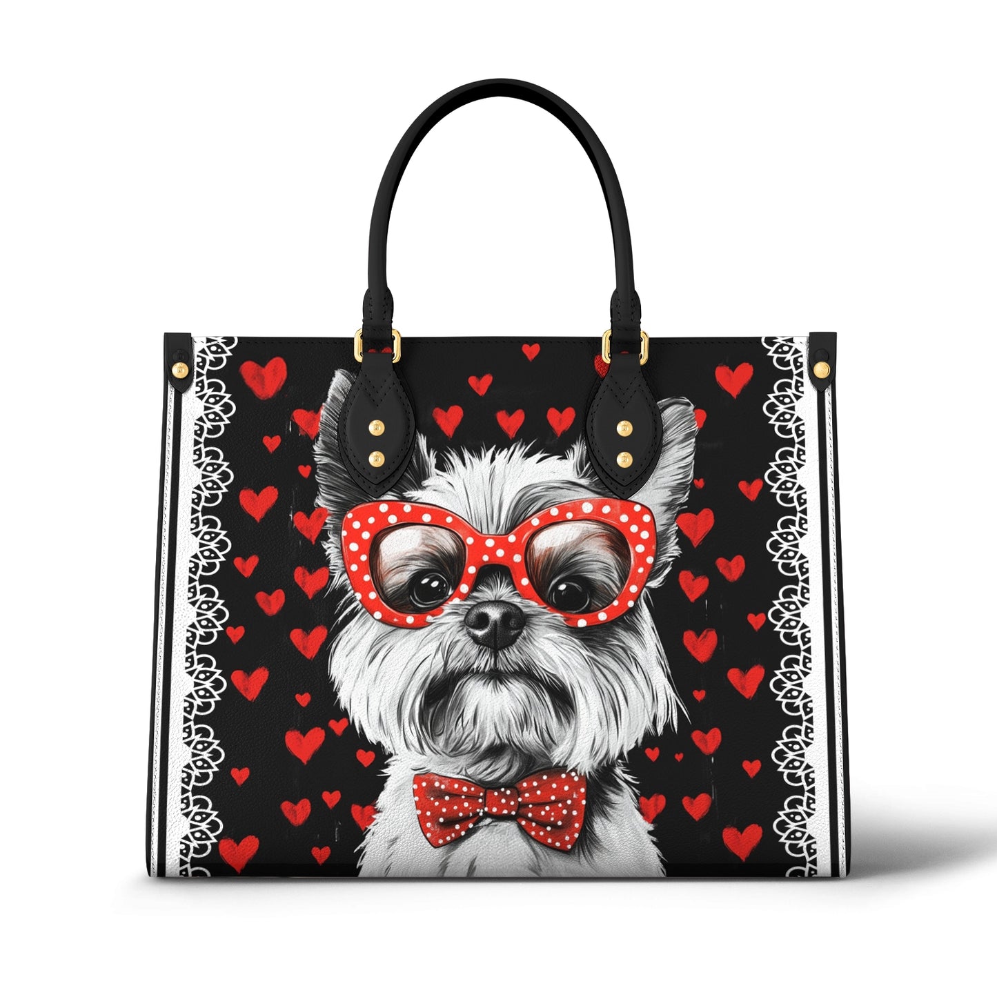 Shineful Leather Bag Yorkie Heart & Paws Love