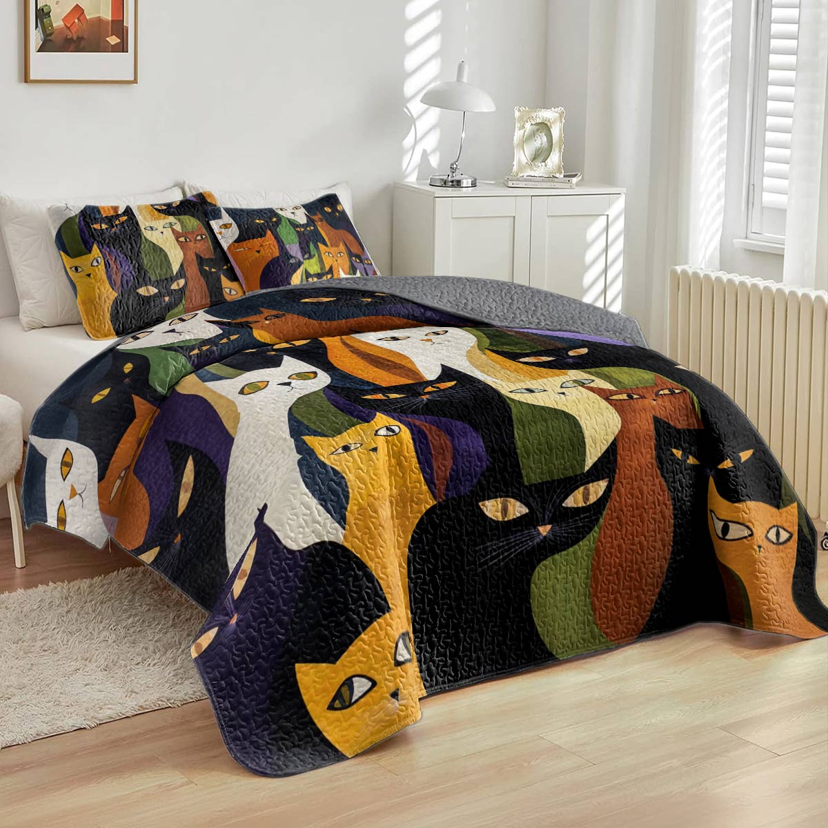 Shineful All Season Quilt 3-Piece Set Cattitude