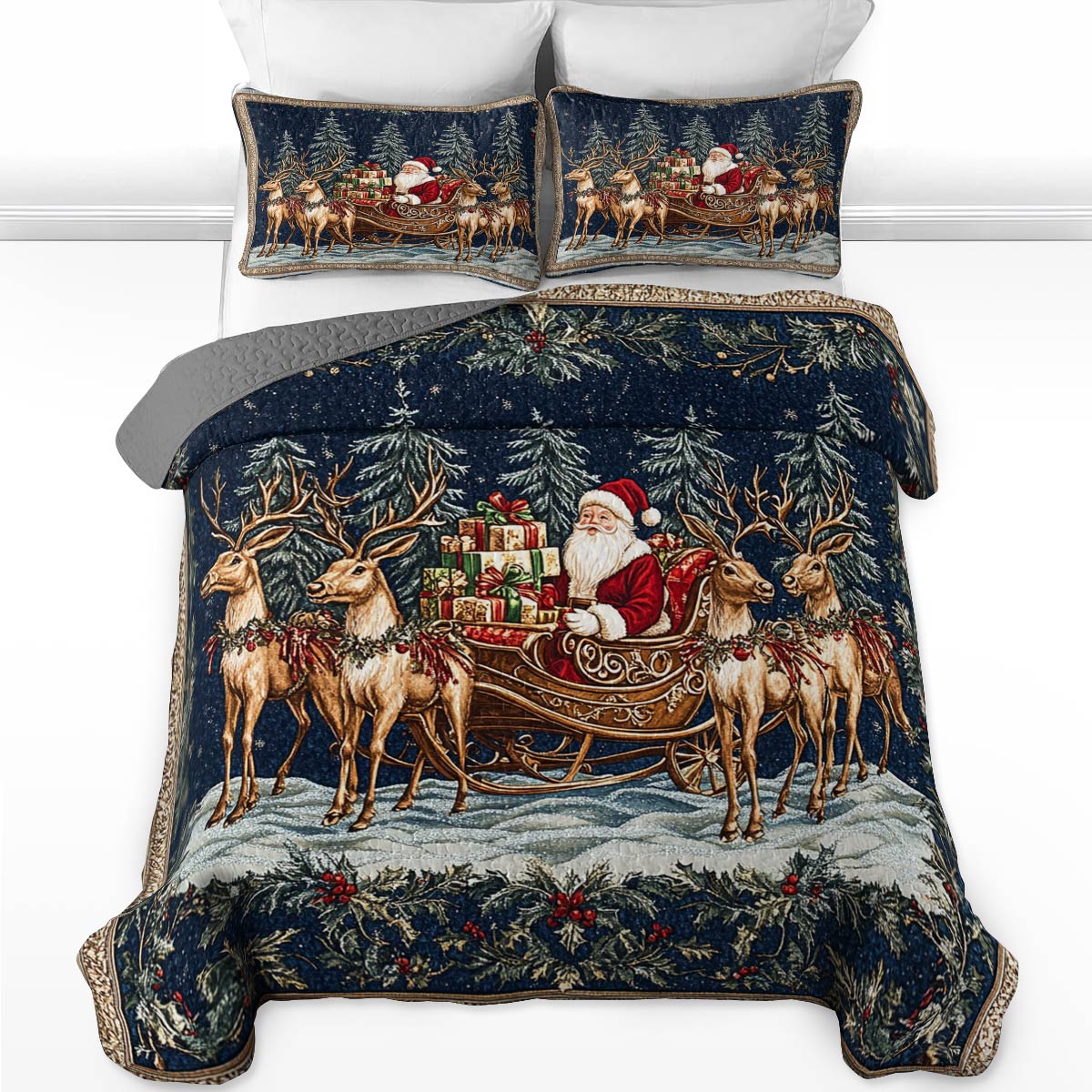 Shineful All Season Quilt 3-Piece Set Classical Christmas