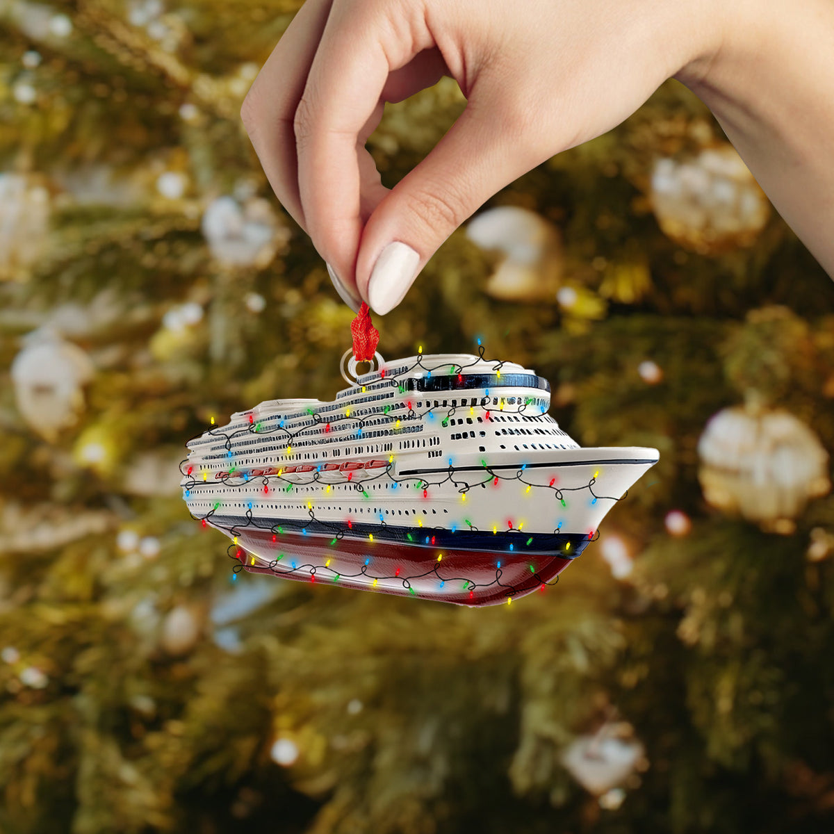 Glänzendes 2D Acrylornament Personalisiertes Weihnachtskreuzfahrtschiff 