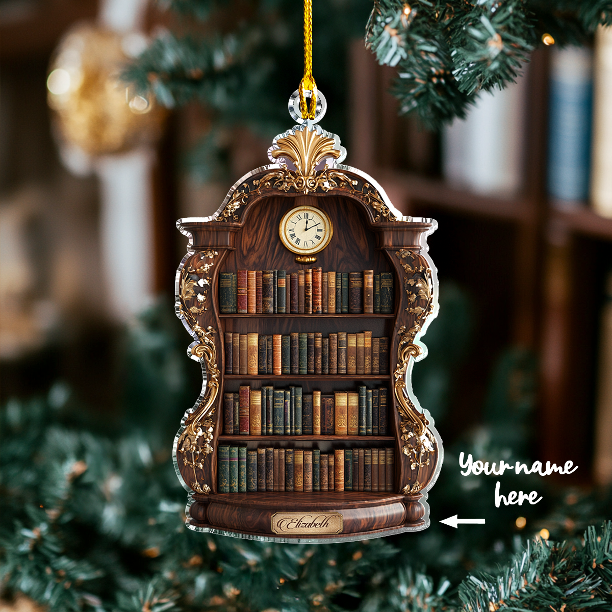 Shineful Personalisierte 2D Acryl Ornament Verzaubertes Vintage Bücherregal 